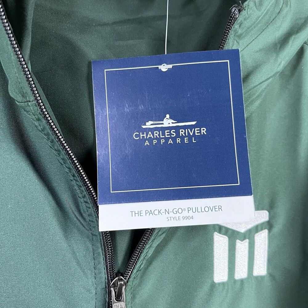 Charles River Adult Pack-N-Go Pullover Size M Green Wind & Water-Resistant NEW - Picture 3 of 12